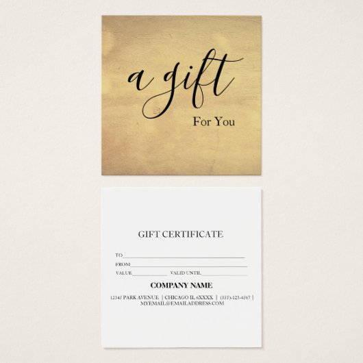 Eenvoudig en modern bedrijfscadeaubon vierkante visitekaartjes (Voorkant /achterkant)