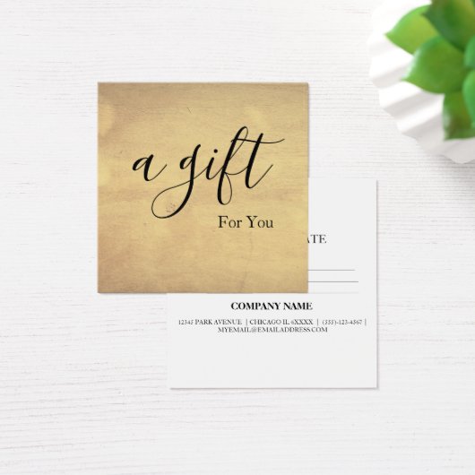 Eenvoudig en modern bedrijfscadeaubon vierkante visitekaartjes (Bureau)