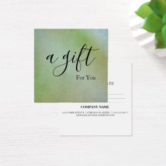 Eenvoudig en modern bedrijfscadeaubon vierkante visitekaartjes (Bureau)