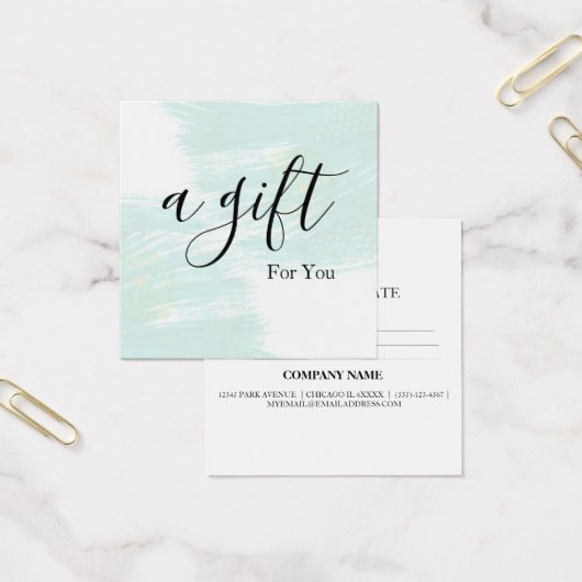 Eenvoudig en modern bedrijfscadeaubon vierkante visitekaartjes (Kantoor)