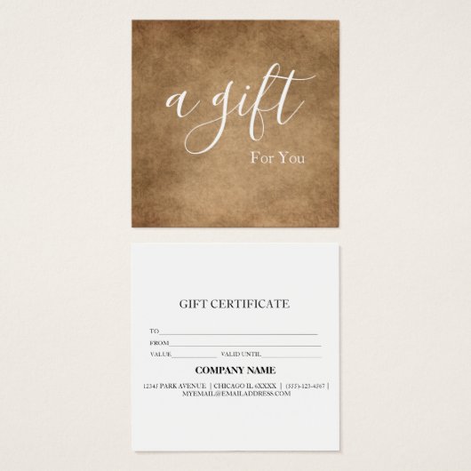 Eenvoudig en modern bedrijfscadeaubon vierkante visitekaartjes (Voorkant /achterkant)