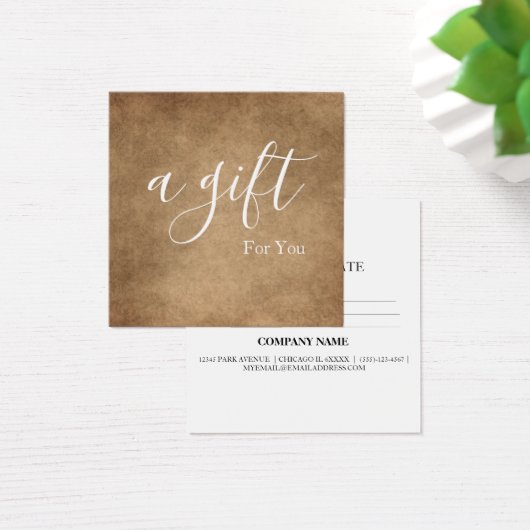 Eenvoudig en modern bedrijfscadeaubon vierkante visitekaartjes (Bureau)
