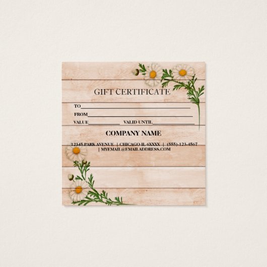 Eenvoudig en modern bedrijfscadeaubon vierkante visitekaartjes (Achterkant)