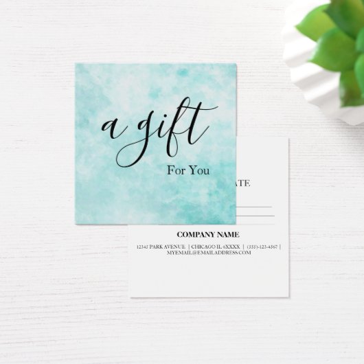Eenvoudig en modern bedrijfscadeaubon vierkante visitekaartjes (Bureau)