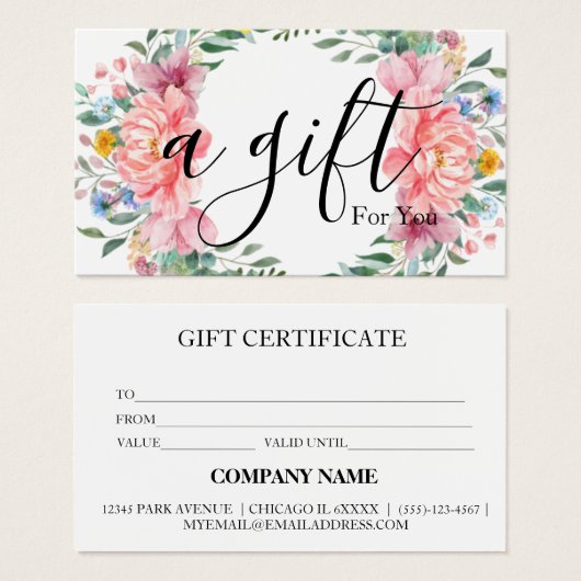 Eenvoudig en modern bedrijfscadeaubon visitekaartje (Voorkant /achterkant)