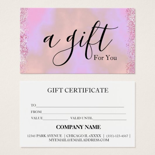 Eenvoudig en modern bedrijfscadeaubon visitekaartje (Voorkant /achterkant)