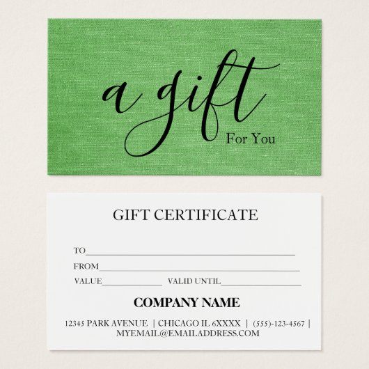 Eenvoudig en modern bedrijfscadeaubon visitekaartje (Voorkant /achterkant)
