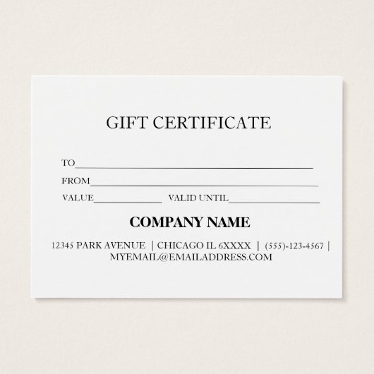 Eenvoudig en modern bedrijfscadeaubon visitekaartje (Achterkant)