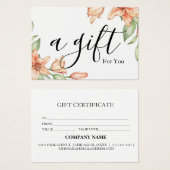 Eenvoudig en modern bedrijfscadeaubon visitekaartje (Voorkant /achterkant)