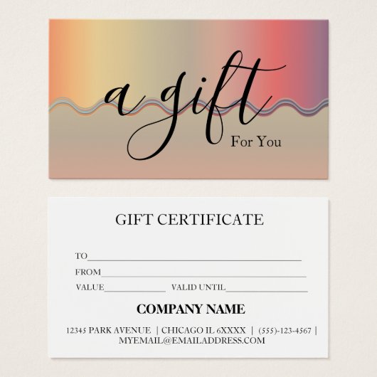 Eenvoudig en modern bedrijfscadeaubon visitekaartje (Voorkant /achterkant)