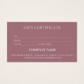 Eenvoudig en modern bedrijfscadeaubon visitekaartje (Achterkant)