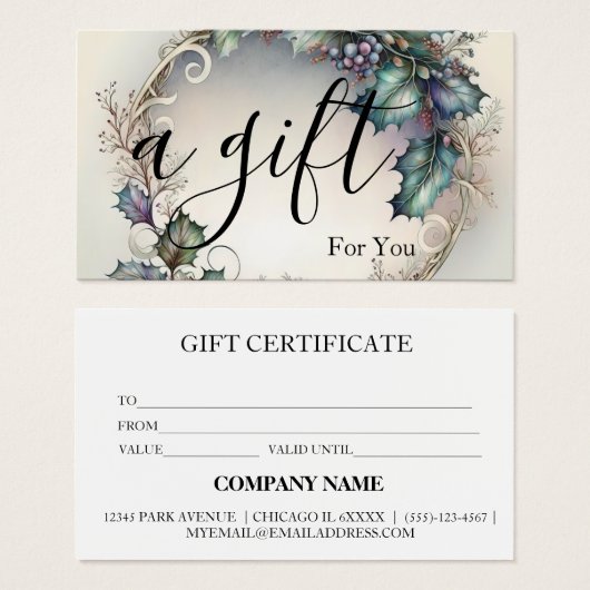 Eenvoudig en modern bedrijfscadeaubon visitekaartje (Voorkant /achterkant)