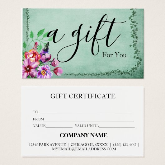 Eenvoudig en modern bedrijfscadeaubon visitekaartje (Voorkant /achterkant)