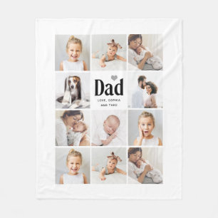 Eenvoudig en modern Foto-collage voor papa Fleece Deken