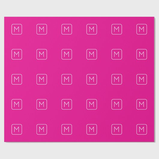 Eenvoudig en modern monogram Initiaal | Roze en wi Cadeaupapier (Vlak)