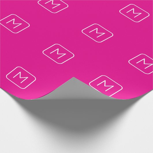 Eenvoudig en modern monogram Initiaal | Roze en wi Cadeaupapier (Hoek)