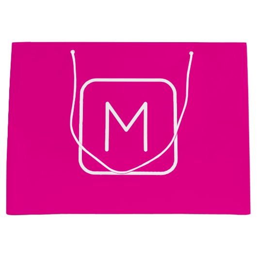 Eenvoudig en modern monogram Initiaal | Roze en wi Groot Cadeauzakje (Voorkant)
