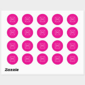 Eenvoudig en modern monogram Initiaal | Roze en wi Ronde Sticker (Vel)