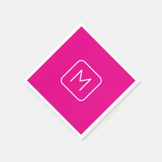 Eenvoudig en modern monogram Initiaal | Roze en wi Servet (Hoek)