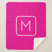 Eenvoudig en modern monogram Initiaal | Roze en wi Sherpa Deken (Voorkant)