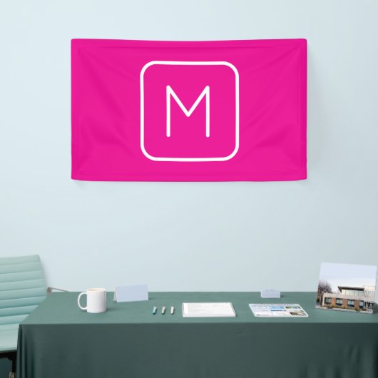 Eenvoudig en modern monogram Initiaal | Roze en wi Spandoek (Beurs)