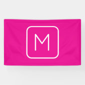 Eenvoudig en modern monogram Initiaal | Roze en wi Spandoek (Horizontaal)