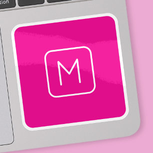 Eenvoudig en modern monogram Initiaal Roze en wi Sticker
