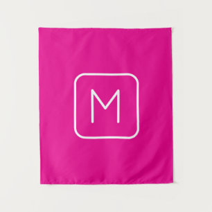 Eenvoudig en modern monogram Initiaal Roze en wi Wandkleed