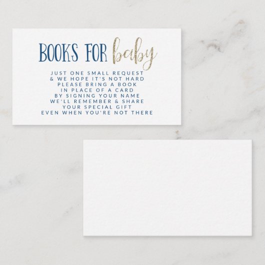 Eenvoudig en Modern Navy en Gouden Boekverzoek Informatiekaartje (Voorkant / Achterkant)