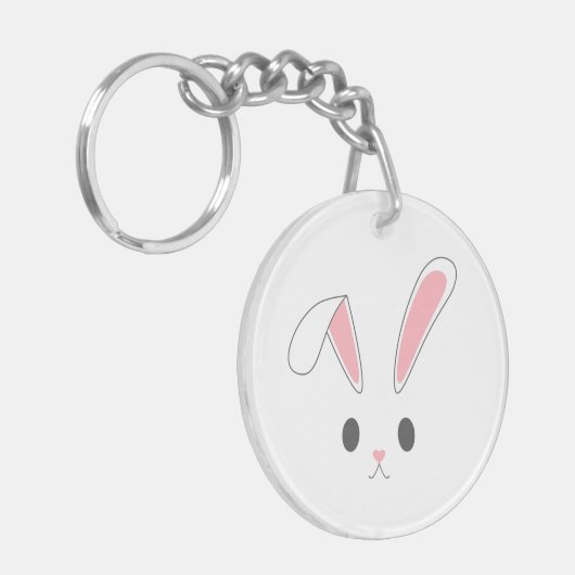 Eenvoudig en Schattige Easter Bunny Rabbit | Butto Sleutelhanger (Voorkant Links)