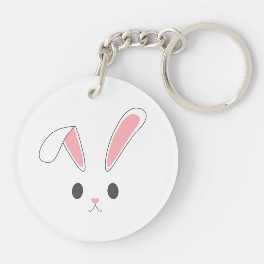 Eenvoudig en Schattige Easter Bunny Rabbit | Butto Sleutelhanger (Achterkant)