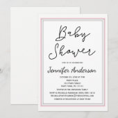 Eenvoudig en schoon Roze Wit Zwart Baby shower Kaart (Voorkant / Achterkant)