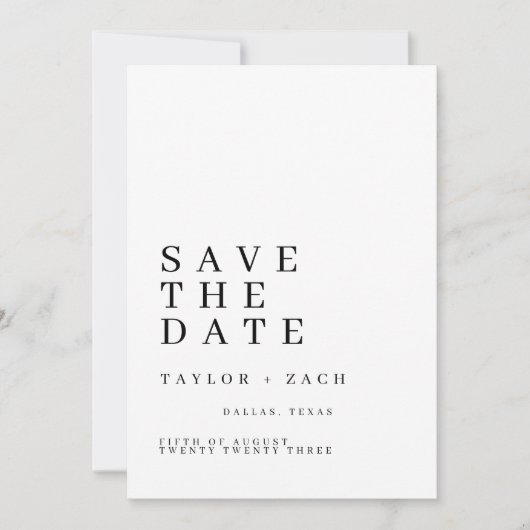 Eenvoudig en schoon sparen de datum trouwkaart save the date (Voorkant)