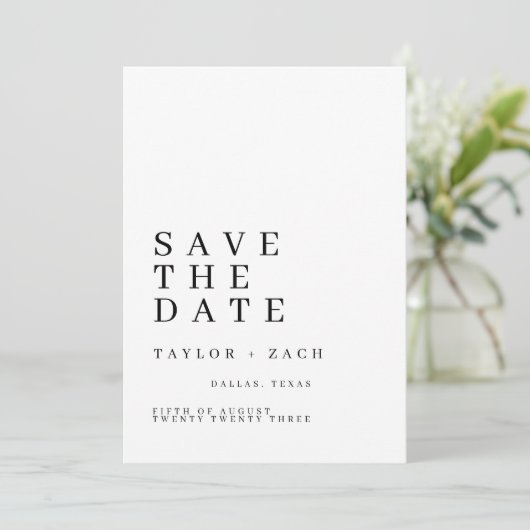 Eenvoudig en schoon sparen de datum trouwkaart save the date (Staand voorkant)