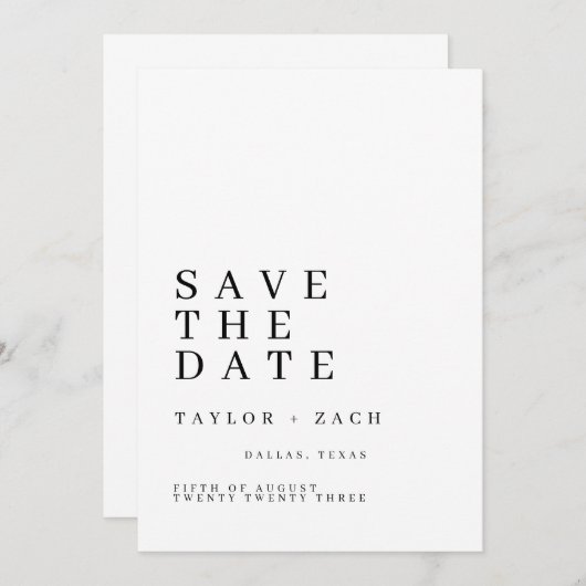 Eenvoudig en schoon sparen de datum trouwkaart save the date (Voorkant / Achterkant)