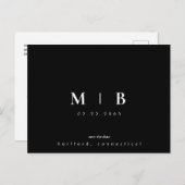 Eenvoudig en stijlvol B/W-Monogram bespaart de dat Aankondigingskaart (Voorkant / Achterkant)