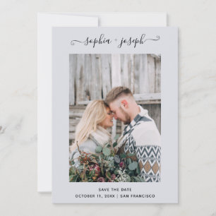 Eenvoudig en Stijlvol Foto Minimaal Lichtblauw Save The Date