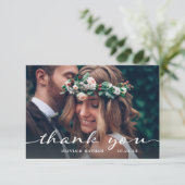 Eenvoudig en stijlvol | Modern Two Photo Wedding Bedankkaart (Staand voorkant)