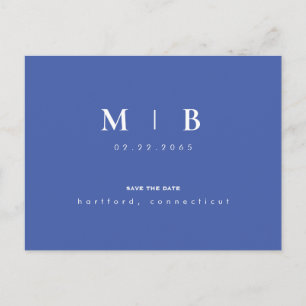 Eenvoudig en stijlvol Monogram Lente Blauw sparen Aankondigingskaart