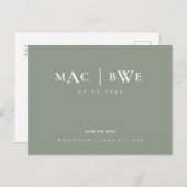 Eenvoudig en stijlvol monogram opslaan Datum Briefkaart (Voorkant / Achterkant)