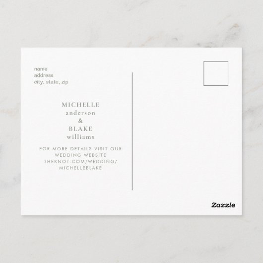 Eenvoudig en stijlvol monogram opslaan Datum Briefkaart (Achterkant)