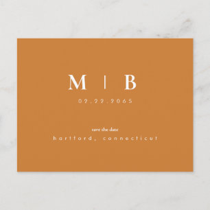 Eenvoudig en stijlvol Monogram Sinaasappel Sla de  Aankondigingskaart