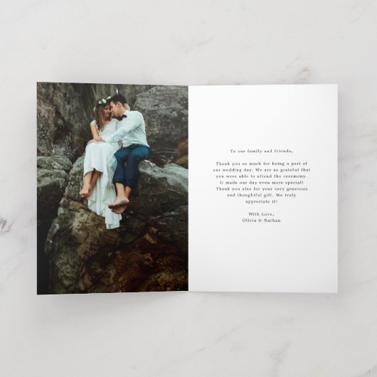 Eenvoudig en stijlvol | Twee foto-bruiloft Dank u Folie Wenskaart (Binnenlaag)