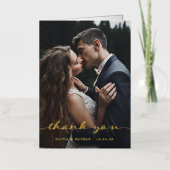 Eenvoudig en stijlvol | Twee foto-bruiloft Dank u Folie Wenskaart (Voorkant)