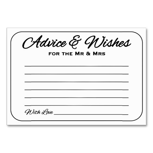 Eenvoudig en strak advies en wensen kaart (Voorkant)