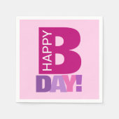 Eenvoudig en vun, roze, Happy Bday Paper Napkins Servetten (Voorkant)
