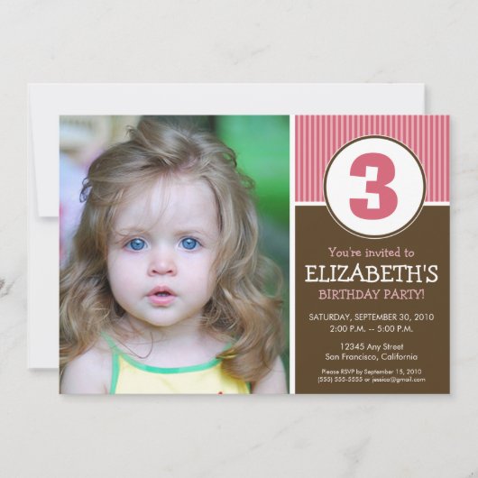 Eenvoudig en zoet chocolade/roze verjaardag uitnod kaart (Voorkant)