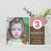 Eenvoudig en zoet chocolade/roze verjaardag uitnod kaart (Staand voorkant)