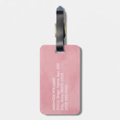 Eenvoudig en zwart-wit roze monogram met naam bagagelabel (Achterkant verticaal)