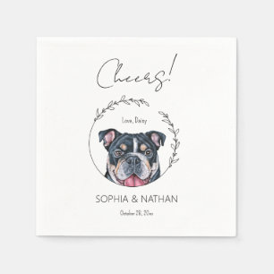 Eenvoudig Engels Bulldog hond bruiloft cocktail Servet